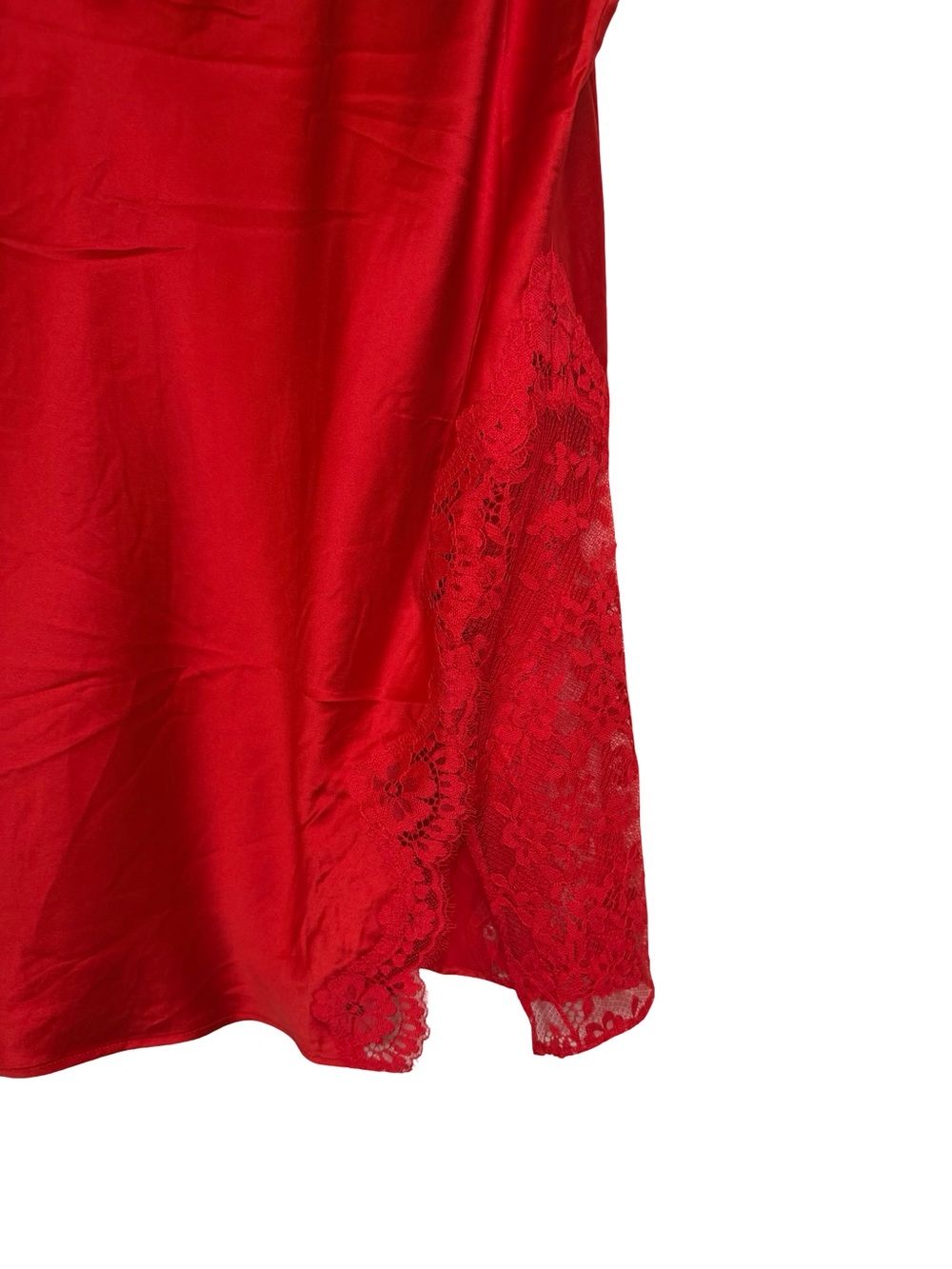 Victoria's Secret Red Satin Lace Trim Chemise Slip Mini Dress Adjustable Strap M - Picture 4 of 6